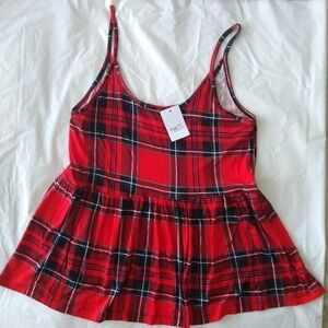 NWT Rue21 Red Plaid Spaghetti Top, Size M